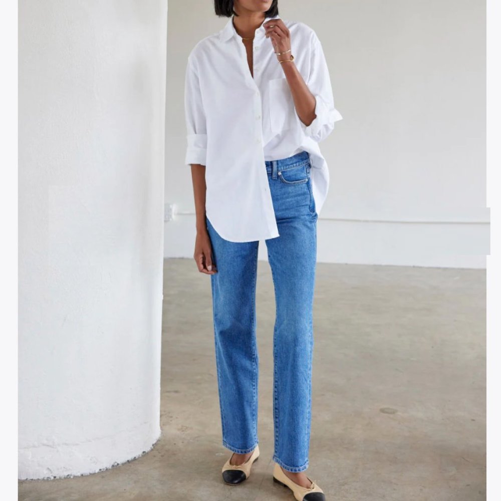 $135 AYR White The Deep End Button Down Collared Oxford Shirt sz Small